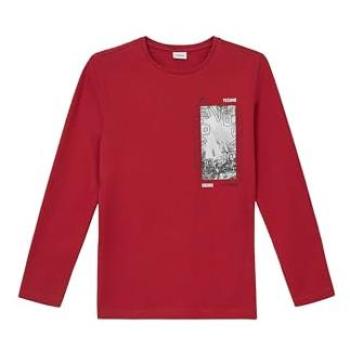 Baumwollshirt mit Frontprint und Rippkragen
