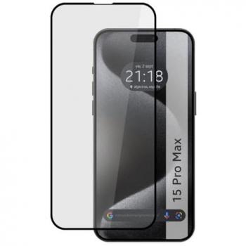 Protector de Vidrio Templado Completo 5D Full Glue Negro compatible con iPhone 15 Pro Max