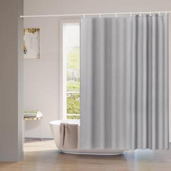WOLTU Rideau de baignoire 180 × 180 cm – Gris, polyester 100 %, antimoisissure et œillets