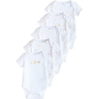 BabyNext White 5-Count Cotton Onesies