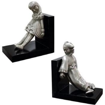 Casa Padrino Deko Buchstützen Silber Schwarz
