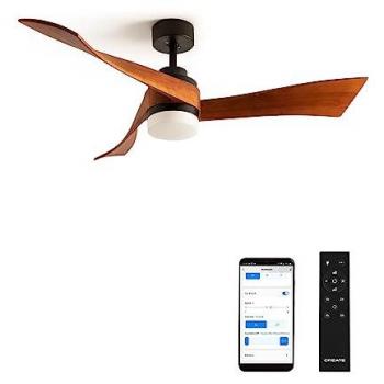 Ventilation élégante Windcurve 40 W Ø132 cm Bois avec lumière intégrée