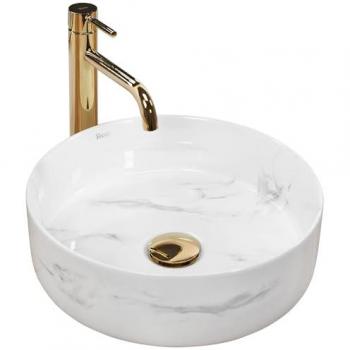 RE-A Aufsatzwaschbecken Sami Nature Marble – 36,5 cm Ø – Keramik in Marmoroptik