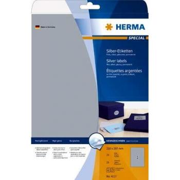 Étiquettes autocollantes argentées HERMA 210 x 297 mm 25 pièces