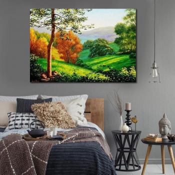Pintura de Montaña con Árbol en Diamante: Bordado Completo 20x30 cm