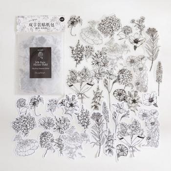 40 Stuks Decoratieve Stickers met Vintage Planten en Vlinders voor Scrapbooking