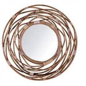 Miroir en Rotin Foncé pour Intérieur