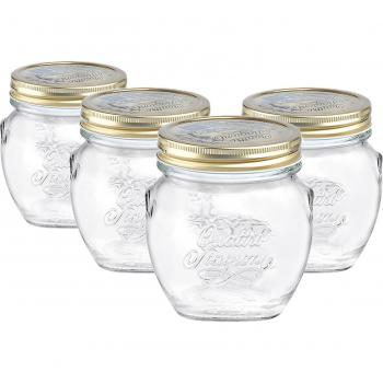 Quattro Stagioni Glass Preserving Jars, Clear, Pack of 4, 0.5l
