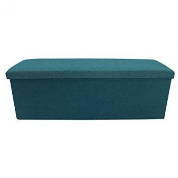 Pouf contenitore azzurro in stile coastal 37x110x38 cm