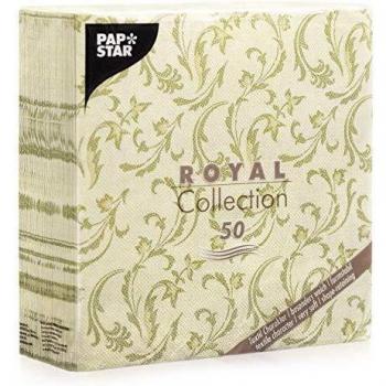 Papstar, 50 Servietten ROYAL Collection 1/4-Falz 40 cm x 40 cm olivgrün Damascato, #85001