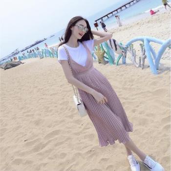 Envsoll Pregnancy Dress Chiffon Cotton T-Shirt Two-Piece Set