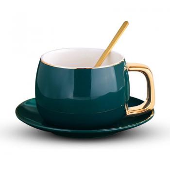 GLLeda Keramik Teetasse mit Löffel und Untertasse