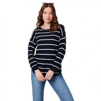 Drop-Shoulder Blue Striped Top – Izabel London, Size 18