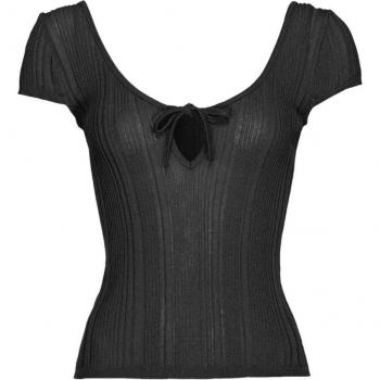 Top Venom Maglia a Costine con Frange e Cut-Out