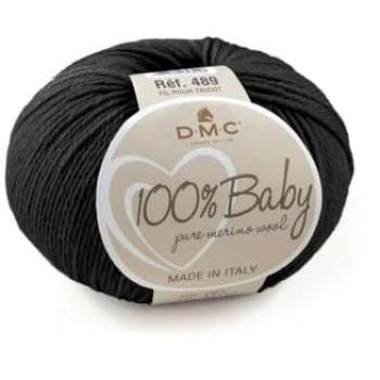 Pelote de laine mérino bébé – Noir, 100 % tricot