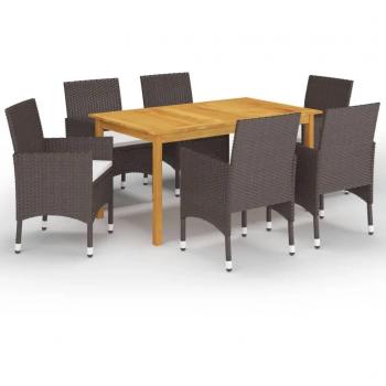 VidaXL Garten‑Essgruppe 7‑Teil, Kissen Braun, Balkontisch