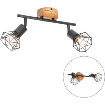Qazqa Mosh LED Deckenleuchte, 2-flammig, E14, Braun, drehbar