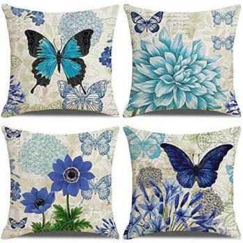 Garden Glow Throw Pillow Covers – 4-Set Cotton Linen