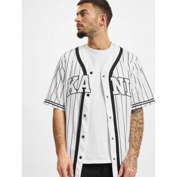 Camisa de béisbol Karl Kani con rayas en blanco y negro
