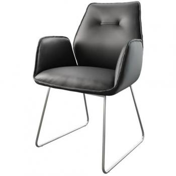 Fauteuil Zoa-Flex Echt-Leder Schwarz Edelstahlgestell