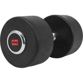 Haltères courts Gorilla Sports® 45 kg, Fonte Caoutchouc, Chromé