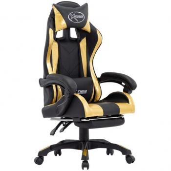 Sedia da Gioco Signature Oro Nero con Poggiapiedi Ergonomico