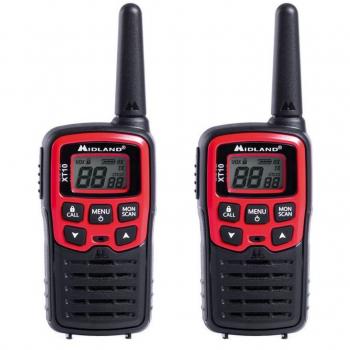 Midland XT10 Walkie-Talkie, 2er Set, Rot und Schwarz