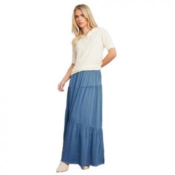 Tiered Maxis: Petite Asymmetric Blue Skirt by Pixiegirl