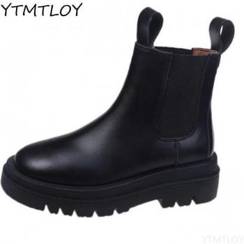Robuste Untere Stiefel in Schwarz – Damen, runde Kappen‑Design