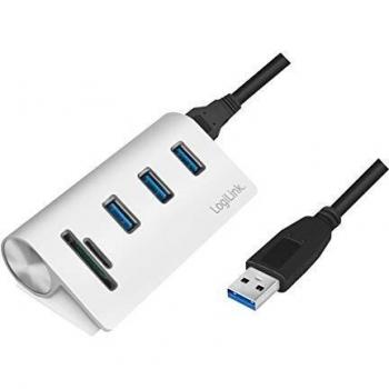 LogiLink Hub USB 3.0 3 Ports avec Lecteur de Carte SD et Micro SD Argenté