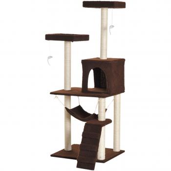 Pawhut 4 ft Cat Tower with Ladder, Hammock, and Dangling Toys