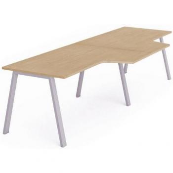 L-Form Arbeitstisch Blanca 360x120/80x73cm mit grauem Gestell