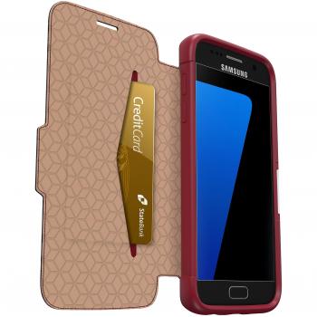Galaxy S7 Strada Premium Leather Cover – Ruby Scarlet