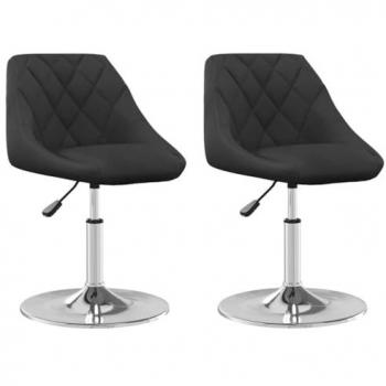 Chaises pivotantes en velours noir pour salle à manger