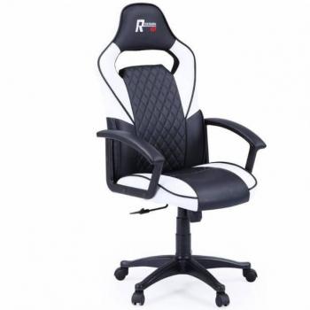 Silla setup moderno miroytengo con diseño de silla gamer Rombo en blanco y negro