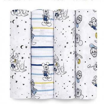 Mickey Stargazer 4‑teilige Baumwoll‑Musselin‑Pucktuchgruppe – Aden+Anais