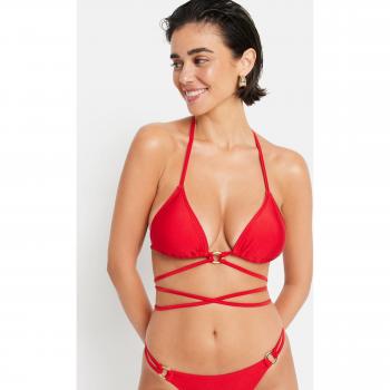LSCN Triangel‑Bikini Damen-Top – Rote Variante, Gr. 40, Cup C/d, lange Bindebänder