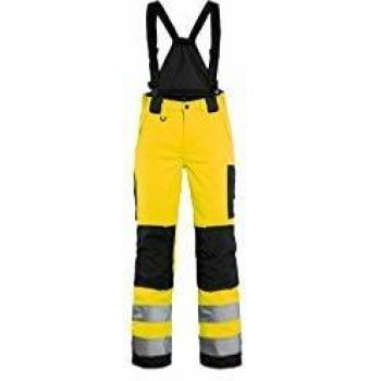 Pantaloni da Lavoro Donna 2XL 7885 Giallo Fluorescente con Bretelle Alta Visibilità