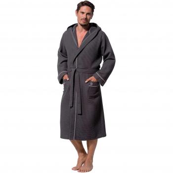 Bugatti Bademantel Waffelpikee für Herren, anthrazit, S, M, L, XL, XXL