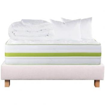 REVA Confort Premium 140x190 cm – Matelas + Sommier Tapissier Beige, 2 Oreillers & Couette
