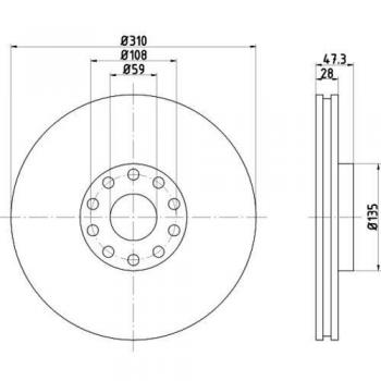 Disque de frein HELLA 8DD 355 106‑581 – version Premium