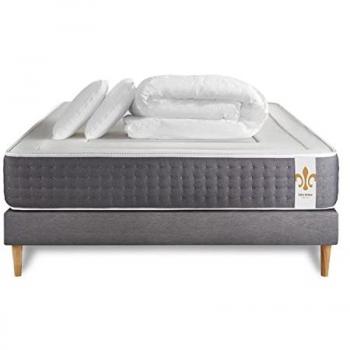 Sommiers Le Vingt‑Six – Gris – 140 × 190 cm – Pack Tout Inclus