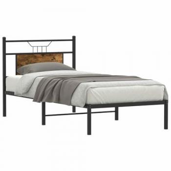 Lit simple chêne fumé 90x190cm sans matelas