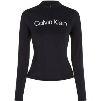 Calvin Klein Sport Damen Langarmshirt Schwarz/Weiß mit Halbzip
