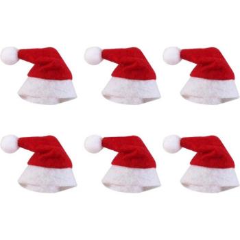 6pcs 3cm Santa Claus Hat Decorations for Christmas Treats