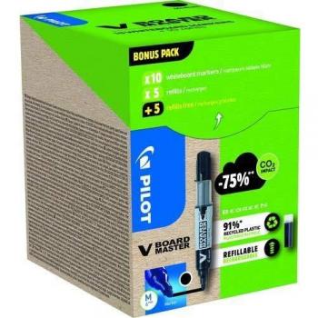 Pilot, Marker, Greenpack V-Board Master, schwarz, 10 Marker und 10 Ersatzminen (Schwarz, 2.30 mm, 10 x)