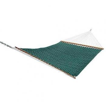 The Garden Hammocks® Serene Slumber Hanging Basket Weave Quilted Double Hammock Green