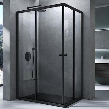Cabine de Douche RAV16K Noir avec Verre Trempé