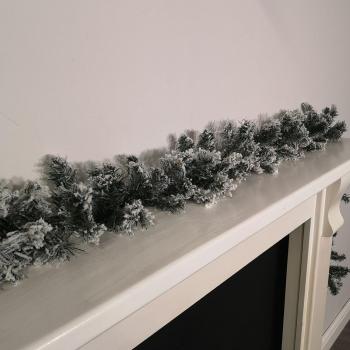 Ft (2.7m) Christmas Snow Flocked Woodcote Fir Garland