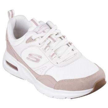 Zapatillas Skechers Skech-Air Court Retro Avenue, parte superior de cuero gris pardo natural y malla natural